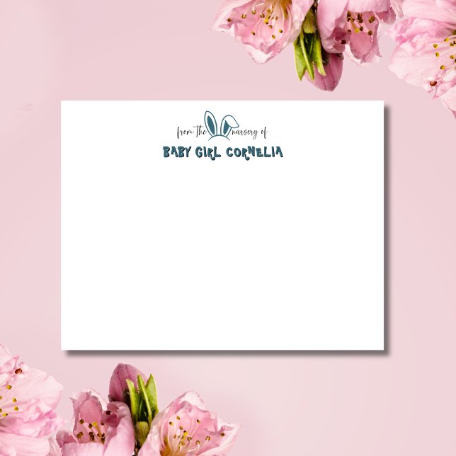 Tarjeta de notas de guardería de orejas de conejo  (Subido por el creador)
