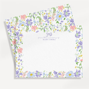 Tarjeta de notas de guardería floral pastel para n