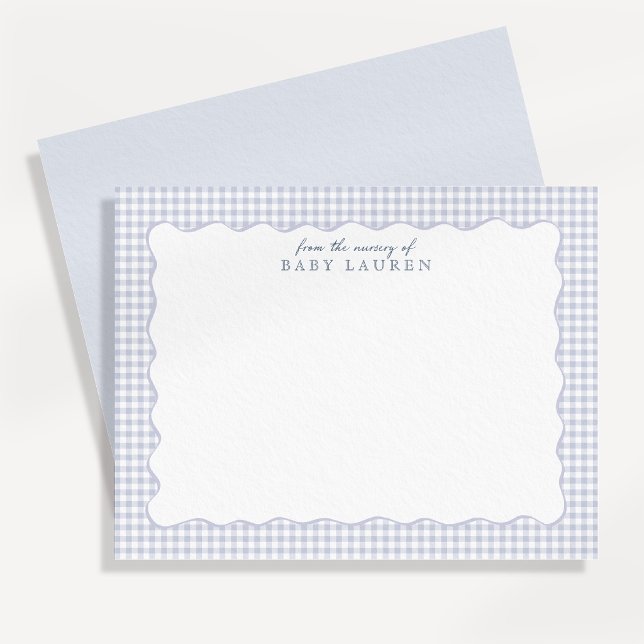 Tarjeta de notas de guinga azul para guardería con (Subido por el creador)