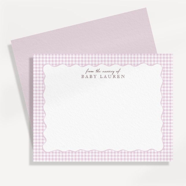 Tarjeta de notas de guinga rosa para guardería con (Subido por el creador)