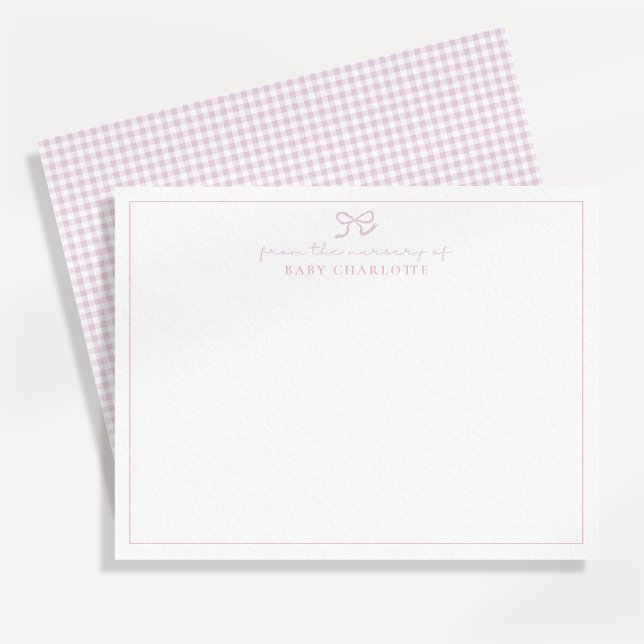 Tarjeta de notas de guinga rosa y lazo para cuarto (Subido por el creador)