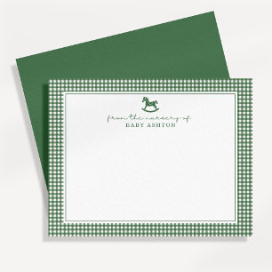 Tarjeta de notas de guinga verde para habitación d