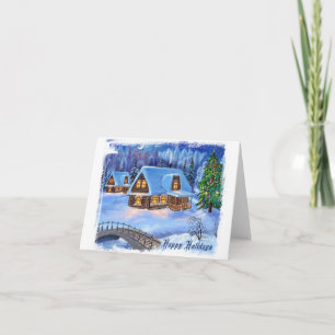Tarjeta de notas de la aldea para Navidades de inv