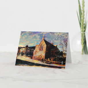 Tarjeta de notas de la iglesia de la ciudad antigu