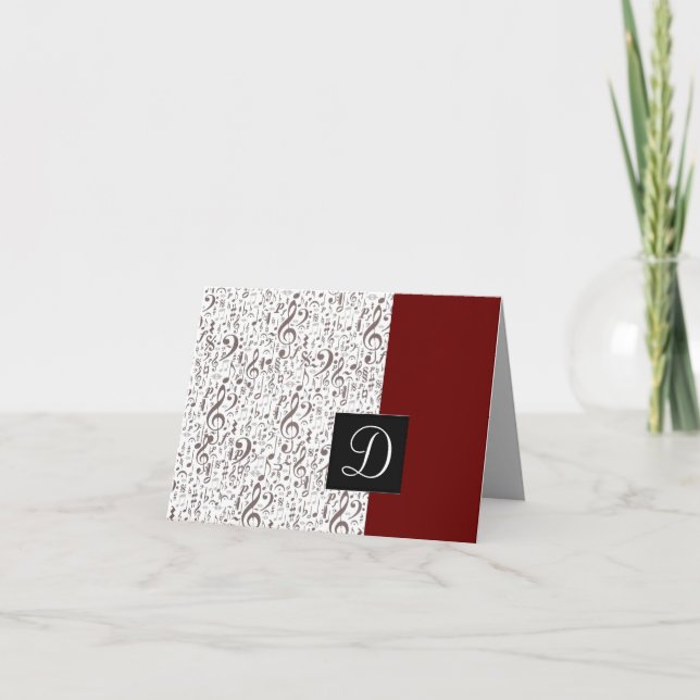 Tarjeta de notas de la música con el monograma (Anverso)