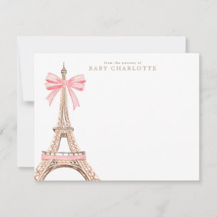 Tarjeta de notas de la Torre Eiffel de París rosa 