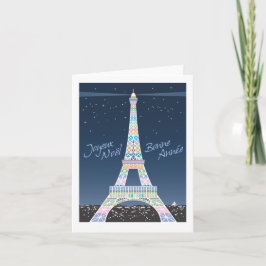 Tarjeta de notas de la Torre Eiffel Navidad