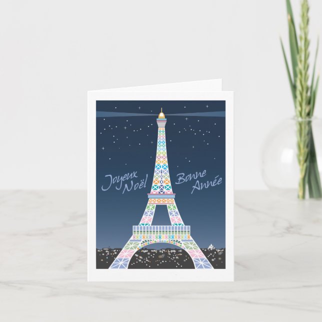 Tarjeta de notas de la Torre Eiffel Navidad (Anverso)