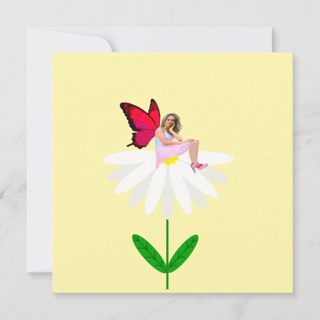 Tarjeta de notas de margarita blanca para hadas (Anverso)