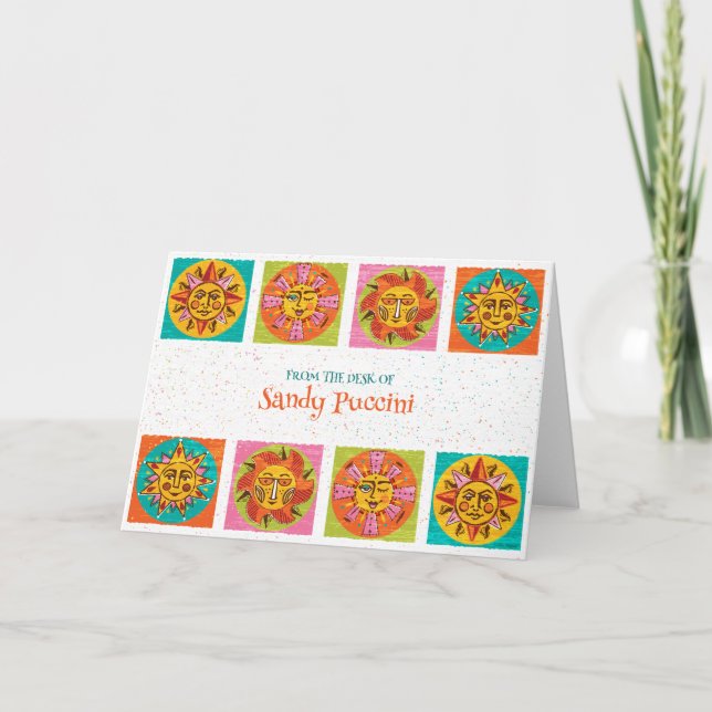 Tarjeta de notas de Mid Century Modern Modern Sun  (Anverso)