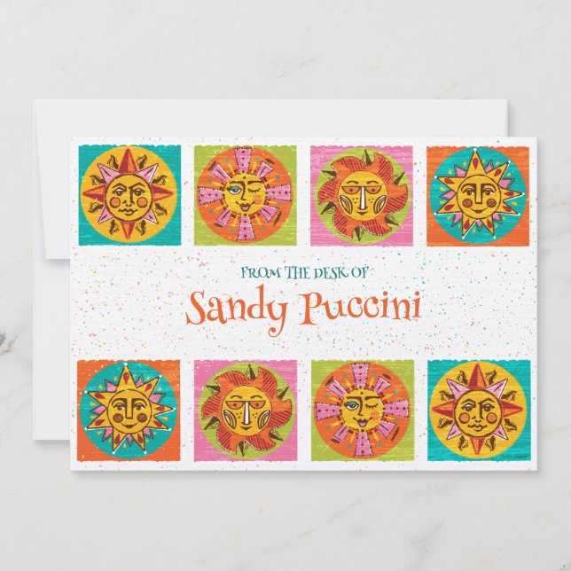 Tarjeta de notas de Mid Century Modern Modern Sun  (Anverso)