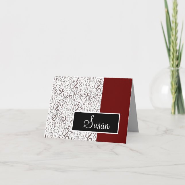 Tarjeta de notas de música con nombre (Anverso)