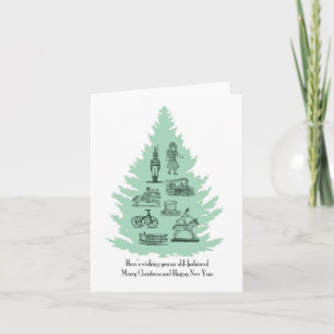 Tarjeta de notas de Navidades antiguos de moda