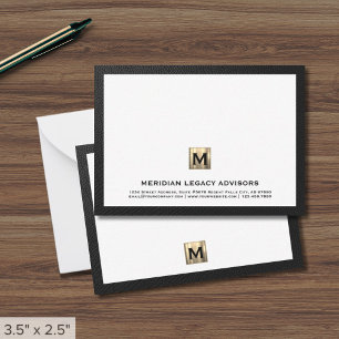 Tarjeta de notas de negocios de Monograma de Lujo
