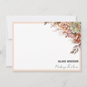 Tarjeta de notas de negocios de Watercolor Boho Ca