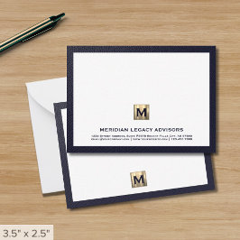 Tarjeta de notas de negocios Luxe Navy Gold