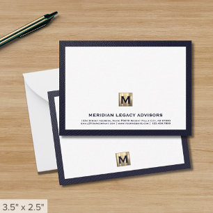 Tarjeta de notas de negocios Luxe Navy Gold