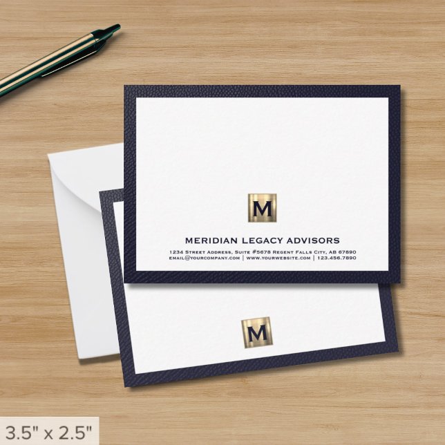 Tarjeta de notas de negocios Luxe Navy Gold (Subido por el creador)