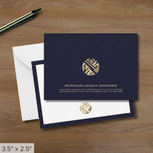 Tarjeta de notas de negocios moderna de Navy Blue 