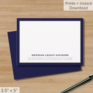 Tarjeta de notas de negocios Navy Blue and Gold