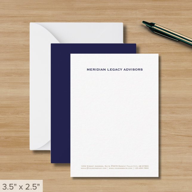 Tarjeta de notas de negocios Navy Blue and Gold (Subido por el creador)