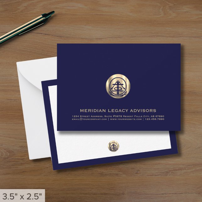 Tarjeta de notas de negocios Navy Blue and Gold (Subido por el creador)