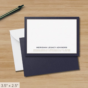 Tarjeta de notas de negocios Navy Blue and Gold