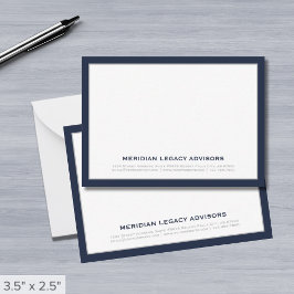 Tarjeta de notas de negocios Navy Blue and Silver