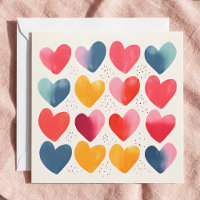 Tarjeta de notas divertida y colorida de corazones