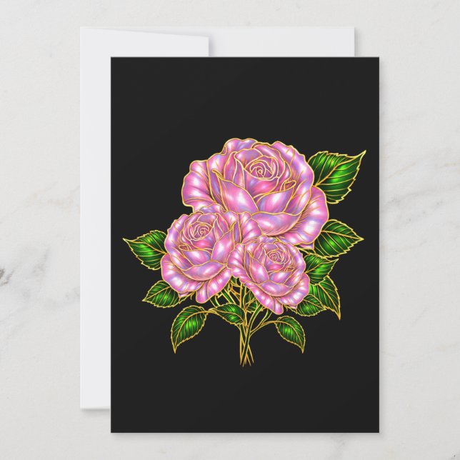 Tarjeta de Notas en Blanco con Rosa Rosa Hermosa (Anverso)