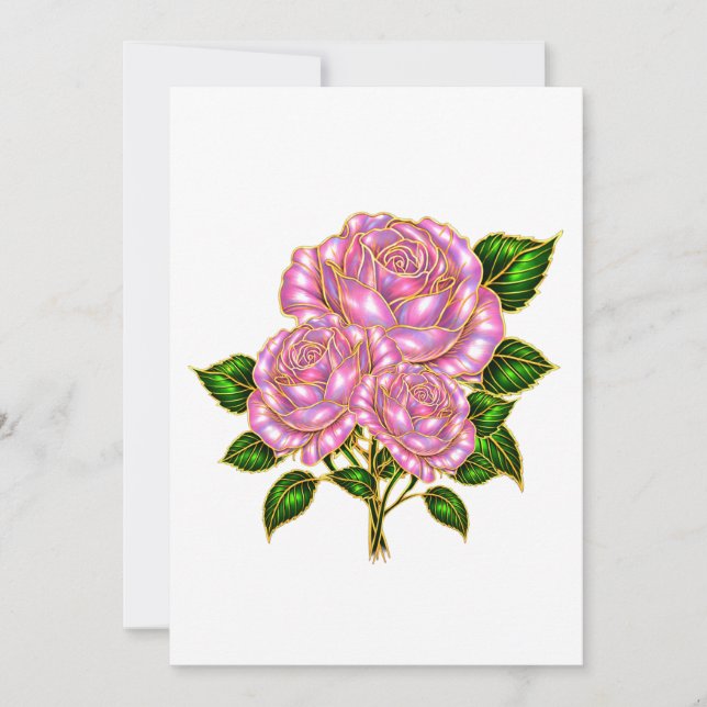 Tarjeta de Notas en Blanco con Rosa Rosa Hermosa (Anverso)