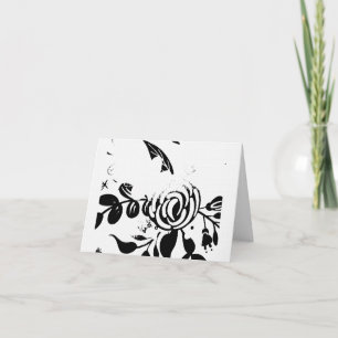 Tarjeta de notas floral desvaída en blanco y negro