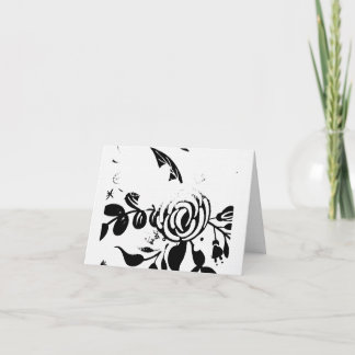 Tarjeta de notas floral desvaída en blanco y negro