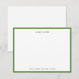 Tarjeta de notas formales simple verde y naval