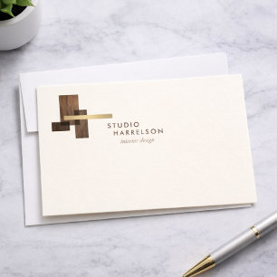 Tarjeta de notas marfil con logotipo de diseñador