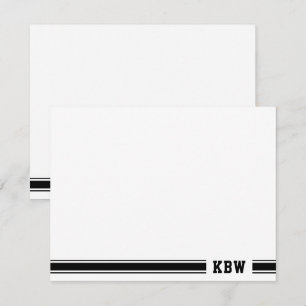 Tarjeta de notas Monogram Sporty Band Negro y Blan