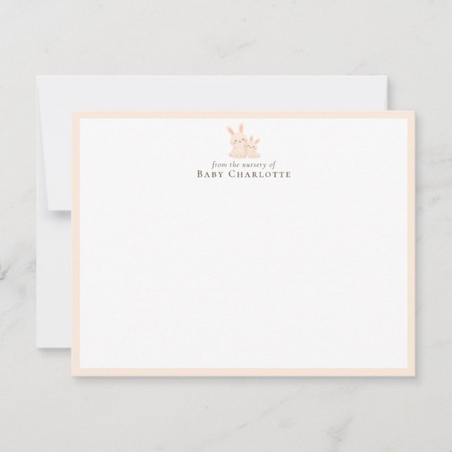 Tarjeta de notas para guardería de conejitos y mam (Anverso)