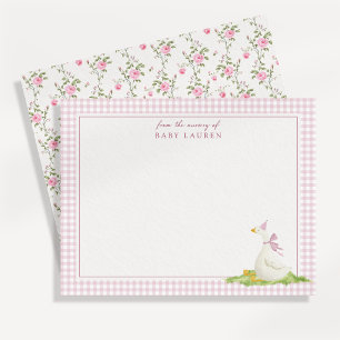 Tarjeta de notas para guardería de lunares rosados