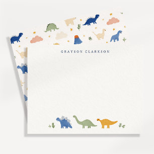 Tarjeta de notas para guardería de niños dinosauri