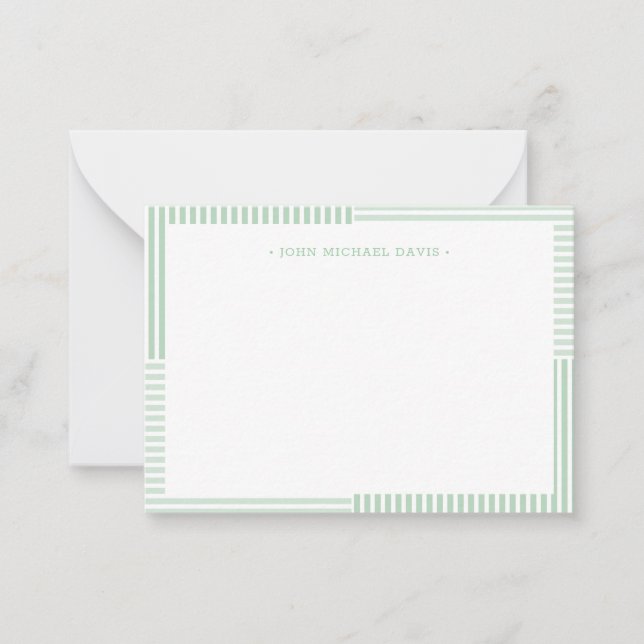 Tarjeta de notas para niños Pastel Green Stripes (Anverso)