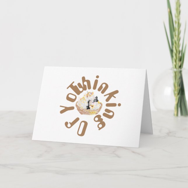 Tarjeta de notas para pensar en ti: cesta de gatit (Anverso)