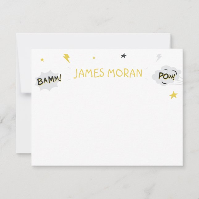 Tarjeta de notas para superhéroes infantiles (Anverso)