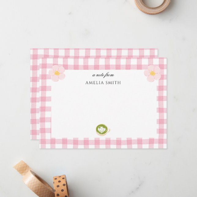 Tarjeta de notas rosa personalizada Chic con tema  (Anverso/Reverso In Situ)