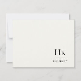 Tarjeta de notas sociales con monograma simple en