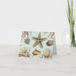 Tarjeta de notas Vintage Seashells.
