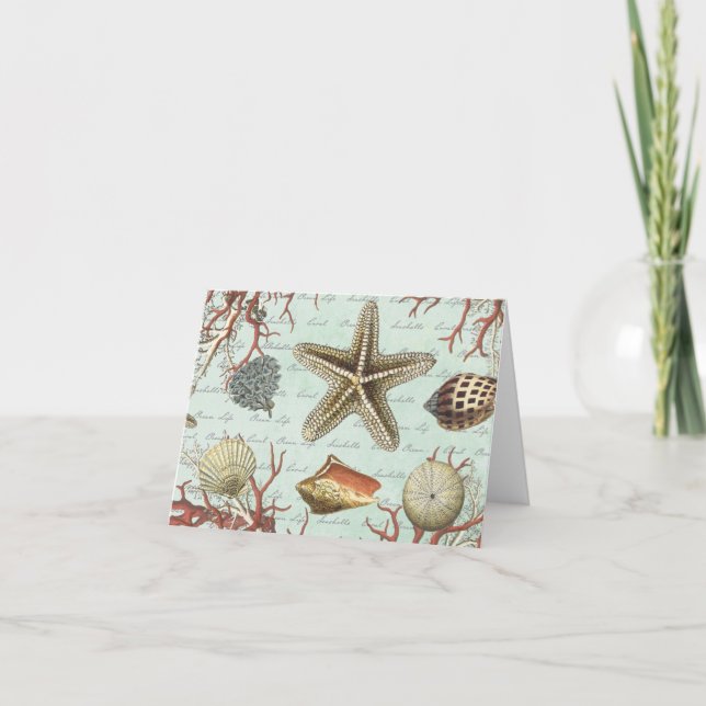 Tarjeta de notas Vintage Seashells. (Anverso)