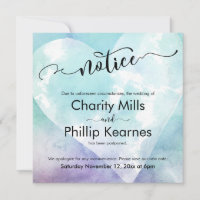 Tarjeta de notificación Boda postergada en la púrp