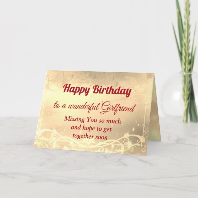 Tarjeta de novia del cumpleaños feliz de distancia (Anverso)