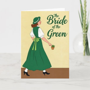 Tarjeta de novia verde estilo retro