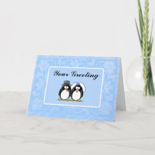 Tarjeta de novia y pingüino de Groom